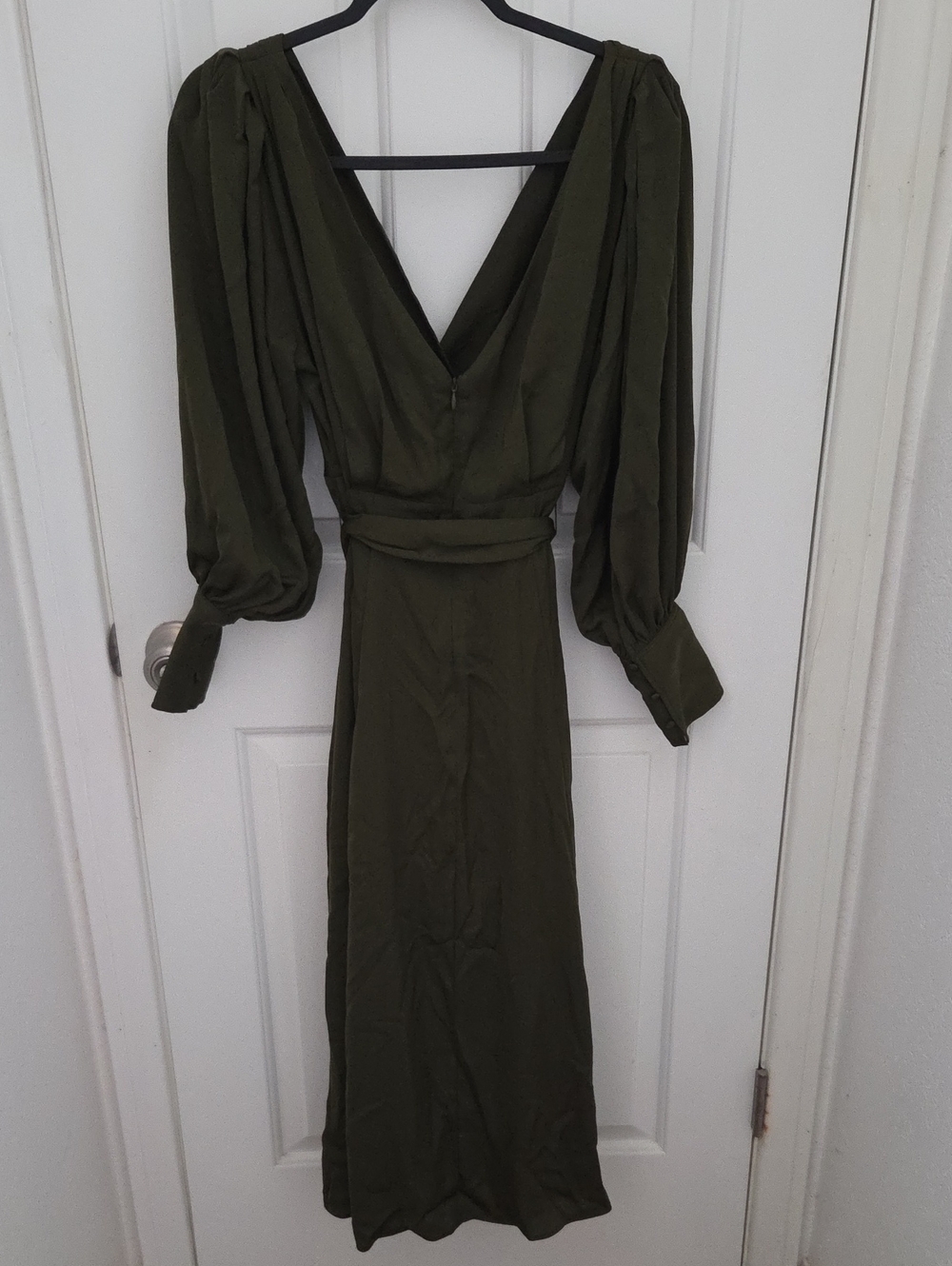 Banana Republic Olive Green Maxi Wrap Dress with Tie Waist - Picture 6 of 8